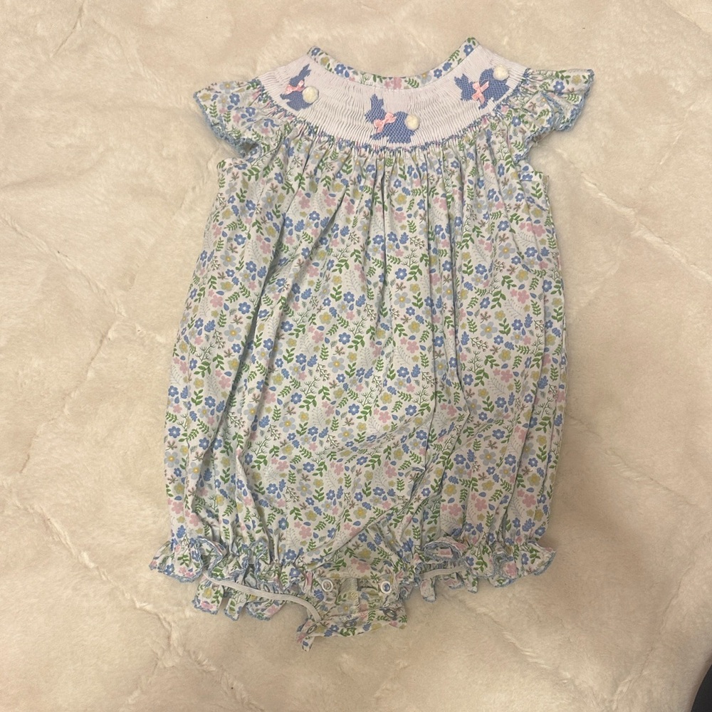 Floral Blue and Pink Kids One Piece/Easter bubble